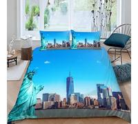 King Size Duvet Cover New York Duvet Cover with Zipper Closure Microfiber Soft Breathable Quilt Cover 94.5x86.7 inch + 2 Matching Pillowcases 19x29 inch, for Adults Teenagers