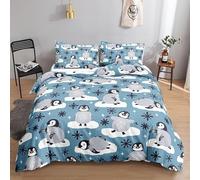 King Size Duvet Cover penguin Duvet Cover with Zipper Closure Microfiber Soft Breathable Quilt Cover 94.5x86.7 inch + 2 Matching Pillowcases 19x29 inch, for Adults Teenagers