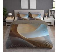 King Size Duvet Cover & Quilt Cover Bedding Set - 230 x 220 cm 3 pcs + 2 Pillowcases, Ultra Soft Microfiber, Wrinkle-Resistant, Easy Care, Breathable, Light Brown, Modern Geometric Curves