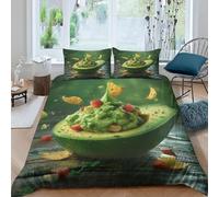 King Size Duvet Cover Set Avocado Soft Microfiber Fresh and Delicious Fruit Bedding 3D Printed Quilt Cover 230x220 and 2 Pillowcases 50x75 with Zipper Closure Easy Care G.3215