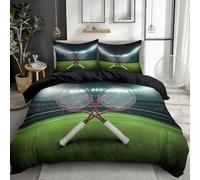 King Size Duvet Cover Set Badminton Racket Soft Microfibre Bedding Set 3D Printed Sports Quilt Cover 230x220 cm with Zipper Closure with 2 Pillowcases 50x75 cm b.2549
