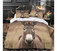 King Size Duvet Cover Set Donkey Soft Microfibre Bedding Set 3D Printed Farm Animals Quilt Cover 230x220 cm with Zipper Closure with 2 Pillowcases 50x75 cm c.544