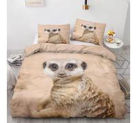King Size Duvet Cover Set Meerkat 3D Printed Cute Animals Bedding Set Brushed Microfibre Quilt Cover 230x220 cm with Zipper Closure and 2 Pillowcases 50x75 cm b-1233