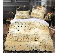 King Size Duvet Cover Set Musical Notes on a Staff Soft Microfiber Retro Theme Bedding 3D Printed Quilt Cover 230x220 and 2 Pillowcases 50x75 with Zipper Closure Easy Care H.2123
