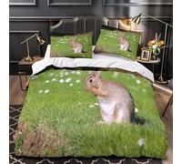 King Size Duvet Cover Set Rabbit Soft Microfiber Cute Animals Bedding 3D Printed Quilt Cover 230x220 and 2 Pillowcases with Zipper Closure Easy Care A-864