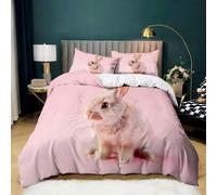 King Size Duvet Cover Set Rabbit Soft Microfibre Bedding Set 3D Printed Cute Animals Quilt Cover 230x220 cm with Zipper Closure with 2 Pillowcases 50x75 cm b.2684