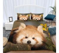 King Size Duvet Cover Set Red Panda Soft Microfiber Wild Animals Bedding 3D Printed Quilt Cover 230x220 and 2 Pillowcases 50x75 with Zipper Closure Easy Care E-65