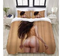 King Size Duvet Cover Set Sexy Woman Soft Microfiber Adults Bedding 3D Printed Quilt Cover 230x220 and 2 Pillowcases with Zipper Closure Easy Care D-834