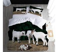 King Size Duvet Cover Set Sheep Soft Microfiber Farm Animals Bedding 3D Printed Quilt Cover 230x220 and 2 Pillowcases with Zipper Closure Easy Care D-1704