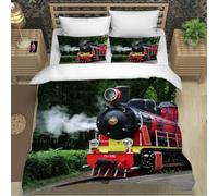 King Size Duvet Cover Set Train 3D Printed Landscape Bedding Set Brushed Microfibre Quilt Cover 230x220 cm with Zipper Closure and 2 Pillowcases 50x75 cm b-1098