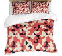 King Size Duvet Cover Sets 230X220Cm - 3 Pcs Modern Fashion Style Abstract Art Red White Pattern Bedding Sets For Kids/Adults, Ultra Soft Fluffy Microfiber Christmas Quilt Cover Set With 2 Pillowca