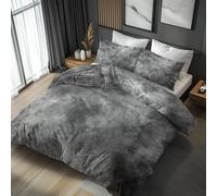 King Size Duvet Cover Sets Abstract Bedding - 3 Piece with 2 Pillowcases, Gray Art Simple Printed Design, for Bedroom Decor, Soft Brushed Microfiber, Zip Fastening - OC552