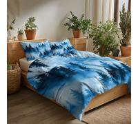 King Size Duvet Cover Sets Aerial View Of Natural Pine Forest - Premium Microfiber Reversible Duvet Cover Sets 3 Pcs -Soft Hypoallergenic Luxury Quilt Cover Bedding Set With Zipper Closure, Light Blue