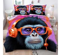 King Size Duvet Cover Sets Black Animal Gorilla, 3D Print Microfibre King Bedding Set for Your Family, Ultimate Comfort Quilt Cover Set 230x220 for Room Decoration Q3394
