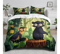 King Size Duvet Cover Sets Black Animals 3 Pcs With Zipper Closure + 2 Pillowcases,Soft Comfy Breathable Quilt Covers Bedding Set, Microfiber Quilt Duvet Cover