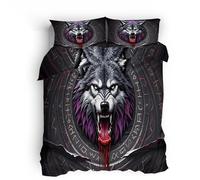 king-size duvet cover sets Bloody Wolf Head duvet cover single Ultra-breathable microfiber blanket cover with stylish reversible pattern and concealed zip