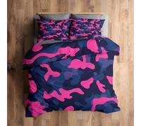King Size Duvet Cover Sets, Camouflage Bedding 3 Piece - Blue Pink Mosaic Pattern, Soft Hypoallergenic Microfibre Quilt Cover, 2 Pillowcases, with Zip, Bedroom Decor AC1121