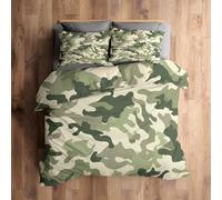 King Size Duvet Cover Sets Camouflage, Reversible King Size Bedding Sets Army Green Pattern for Bedroom Decor, Soft Microfibre Quilt Cover, 2 Pillowcases, Zip