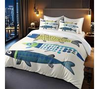 King Size Duvet Cover Sets Cartoon Fish Bedding & Linen Soft And Snuggly,Kids Single Duvet Cover Set Easy Care,Duvet And 2 Matching Pillow Set,Bedding Sets