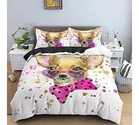 King Size Duvet Cover Sets Chihuahua Duvet Cover King Size with Zipper Closure for Aldults Kids Soft Breathable Microfiber Bedding Sets 230x220 cm + 2 Pillowcases 50x75 cm 5L9W261073