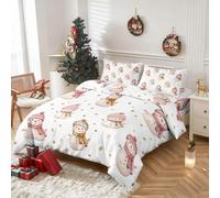 King Size Duvet Cover Sets Christmas Cute Snowman, Reversible King Size Bedding Sets Snowflake Xmas Pattern for Bedroom Decor, Soft Microfibre Quilt Cover, 2 Pillowcases, Zip UHDB19