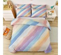 King Size Duvet Cover Sets - Diagonal Stripe Colour Block Bedding Set with Pillowcases, Nordic Minimalist soft Microfiber Luxury, Non Iron Quilt Cover with Zipper Closure, 220 x 240 cm