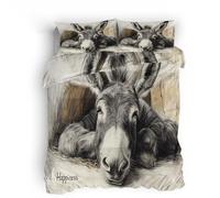 king size duvet cover sets Donkey double bed duvet cover set Hidden zippered microfiber bed decor with double-sided print for versatile seasonal use
