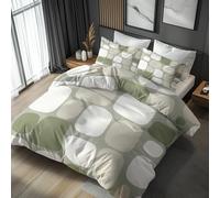 King Size Duvet Cover Sets Geometric Bedding - 3 Piece with 2 Pillowcases, Modern Abstract Art Printed Design, for Bedroom Decor, Soft Brushed Microfiber, Zip Fastening - OC710