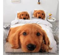 King Size Duvet Cover Sets Golden retriever Duvet Cover King Size with 2 Pillowcases 50x75cm Thermal Bedding Sets Ultra Soft Warm Fluffy With Zipper Closure for Aldults Kids Bedding 5G9X180430