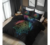 King Size Duvet Cover Sets Gothic Viking - Norse Mythology Bedding 3 Piece with 2 Pillow Cases - Reversible Design & Bedroom Decor - Soft Microfibre Quilt Cover with Zip L&-8430