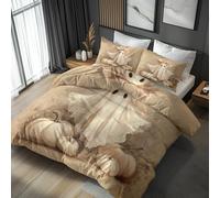 King Size Duvet Cover Sets Halloween Ghost, Reversible King Size Bedding Sets Pumpkin Pattern for Bedroom Decor, Soft Microfibre Quilt Cover, 2 Pillowcases, Zip UX112