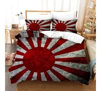 King Size Duvet Cover Sets Japan Flag King Size Bedding Sets Patterned Bed ding 230x220 cm and 2 Pillowcases 50x75 cm with Zipper - Warm & Ultra Soft Brushed Microfiber