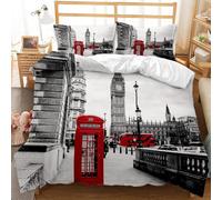 King Size Duvet Cover Sets London Duvet Cover King Size with Zipper Closure for Aldults Kids Soft Breathable Microfiber Bedding Sets 230x220 cm + 2 Pillowcases 50x75 cm 5L10W14Q1679