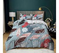 King Size Duvet Cover Sets Microfiber Quilt Cover with Hidden Zipper Cartoon Colorful Feathers Pattern Bedding Sets King Size Luxury, Duvet Cover with 2 Pillowcases
