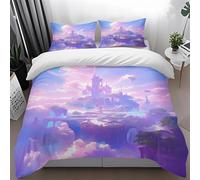 King Size Duvet Cover Sets Purple Clouds Bedding & Linen Soft And Snuggly,Kids Single Duvet Cover Set Easy Care,Duvet And 2 Matching Pillow Set,Bedding Sets