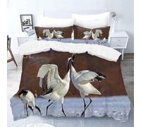 King Size Duvet Cover Sets Red-Crowned Crane Brushed Soft Microfiber Animal Double Bedding Set 3D Printed Zipper Quilt Cover 230x220cm and 2 Pillowcases 50x75 B-2736
