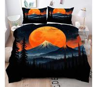 King Size Duvet Cover Sets Red Sun, Ultra Soft Microfiber King Bedding Set for Bedroom, Vibrant Color Quilt Cover Set 240x220 with Zipper Closure 19"x29" Q2927