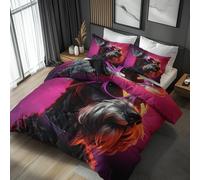 King Size Duvet Cover Sets Schnauzer Funny, Reversible King Size Bedding Sets Pet Dog Purple Pattern for Bedroom Decor, Soft Microfibre Quilt Cover, 2 Pillowcases, Zip RHDB61