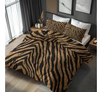 King Size Duvet Cover Sets Tiger Print, Reversible King Size Bedding Sets Animal Print Pattern for Bedroom Decor, Soft Microfibre Quilt Cover, 2 Pillowcases, Zip FHDB131