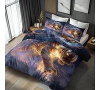 King Size Duvet Cover Sets Tiger, Reversible King Size Bedding Sets Fantasy Animal Pattern for Bedroom Decor, Soft Microfibre Quilt Cover, 2 Pillowcases, Zip JHDB116