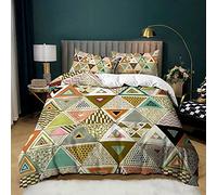 King Size Duvet Cover Sets Triangular Mustard Green King Size Bedding Sets Microfiber Duvet Cover King Size with Hidden Zipper Closure Kingsize Duvet Cover Sets-Includes Pillow Cases 2 Pack(50x75cm)
