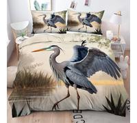 King Size Duvet Cover Sets White Animal Heron, 3D Print Microfibre King Bedding Set for Your Family, Ultimate Comfort Quilt Cover Set 230x220 for Room Decoration Q1048
