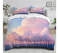 King Size Duvet Cover Sets White Clouds Bedding & Linen Soft And Snuggly,Kids Single Duvet Cover Set Easy Care,Duvet And 2 Matching Pillow Set,Bedding Sets