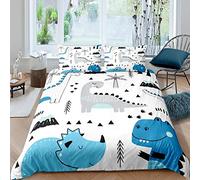 King Size Duvet Cover Sets White Dinosaur Soft Duvet Cover Sets 110g/㎡ Microfiber and 2 Pillowcases (19"x29") Quilt Cover for Mature Men Women Young Boys Girls Children Boys Girls