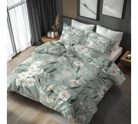 King Size Duvet Cover Sets, White Floral Duvet Cover & 2 Pillowcases, 3 Piece Modern Botanical Flower Reversible Bedding for Bedroom Decor, Ultra Soft Microfiber, with Zip -y661