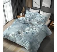 King Size Duvet Cover Sets White Flower, Reversible King Size Bedding Sets Floral Branch Pattern for Bedroom Decor, Soft Microfibre Quilt Cover, 2 Pillowcases, Zip HHDB34