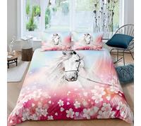 King Size Duvet Cover Sets White Horse Duvet Cover with Zipper Closure for Aldults Kids Soft Breathable Microfiber Bedding Sets King Size 230x220 cm + 2 Pillowcases 50x75 cm 5W8Q140568