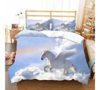 King Size Duvet Cover Sets White Horse Kingsize Duvet Cover with Zipper Closure for Aldults Kids Soft Breathable Microfiber Bedding Sets King Size 230x220 cm + 2 Pillowcases 50x75 cm 5W8Q140094