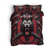 king size duvet cover sets white Iron Blood Wolf King double duvet cover Invisible zip bedding made of breathable microfiber with soft double-sided design for daily comfort