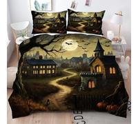 King Size Duvet Cover Sets White Moon Halloween, Ultra Soft Microfiber King Bedding Set for Bedroom, Vibrant Color Quilt Cover Set 240x220 with Zipper Closure 19"x29" Q2711